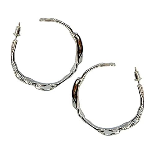 Baoblaze 2X Ohrringe Unregelmäßig Schöner Schlichter Einzigartiger Damenschmuck, Silber L von Baoblaze