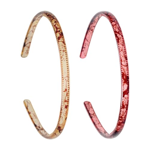 Baoblaze 2x Dünne Stirnbänder Weibliche Gesichtswäsche Haarschmuck für Frauen Geschenke Bequem Einfarbig 8mm Dünn mit Zähnen Haarbänder von Baoblaze