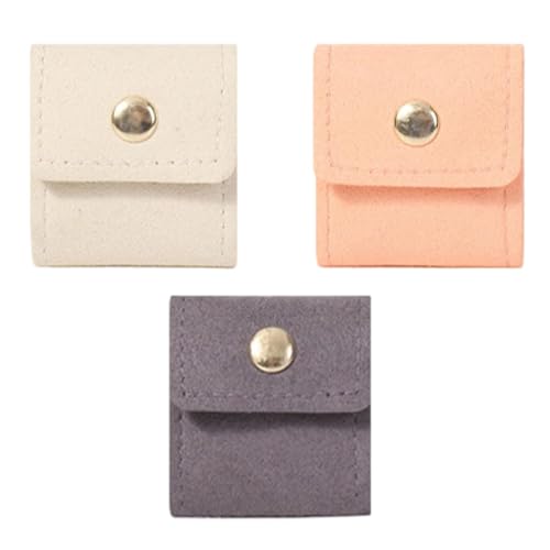 Baoblaze 3-teiliges Mini-Reise-Schmucketui, Schmuck-Organizer, Verpackung, Druckknopf-Aufbewahrung, PU-, für Hochzeit, Strand, Halskette, Ohrringe von Baoblaze