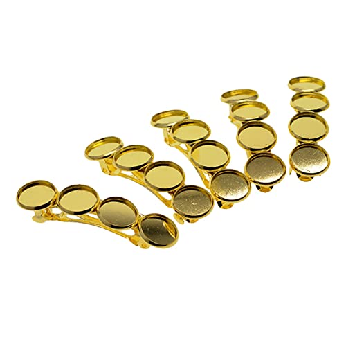 Baoblaze 5 Stück Haarspangen 12 mm blanko Haarklammer mit blanker runder Tablettbasis Haarschmuck für Geburtstagsgeschenk, golden von Baoblaze