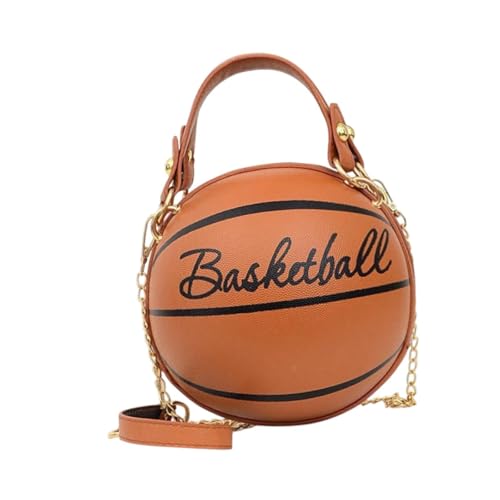 Baoblaze Basketball geformte Crossbody -Tasche Clutch Reißverschluss PU -Umhängetasche für Urlaubstelefon, Braun von Baoblaze