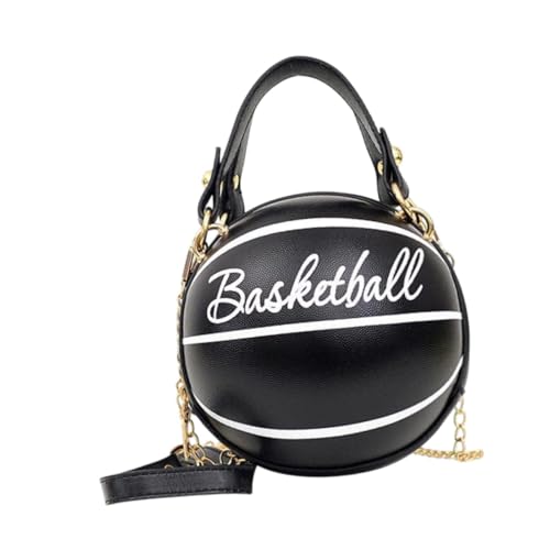 Baoblaze Basketball geformte Crossbody -Tasche Clutch Reißverschluss PU -Umhängetasche für Urlaubstelefon, Schwarz von Baoblaze
