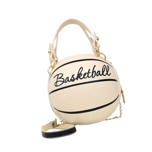 Baoblaze Basketball geformte Crossbody -Tasche Clutch Reißverschluss PU -Umhängetasche für Urlaubstelefon, Weiß von Baoblaze