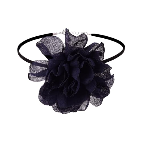 Baoblaze Blumen-Choker-Halskette, großer Blumen-Choker, leichte Damen, schicker Hals-Blumen-Choker, große Blumen-Halskette für Verlobung, Blau von Baoblaze