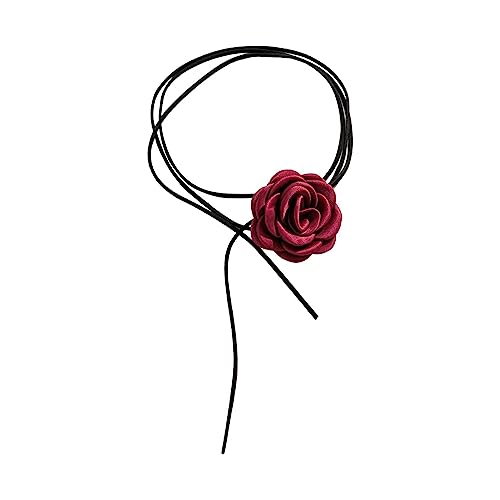 Baoblaze Blumen-Halskette zum Schnüren, Halsband-Halsketten, Vintage, große Blumen-Halsband, elegante Sommer-Halskette, Blumen-Halsband für Party, Halloween, Rot 3 von Baoblaze