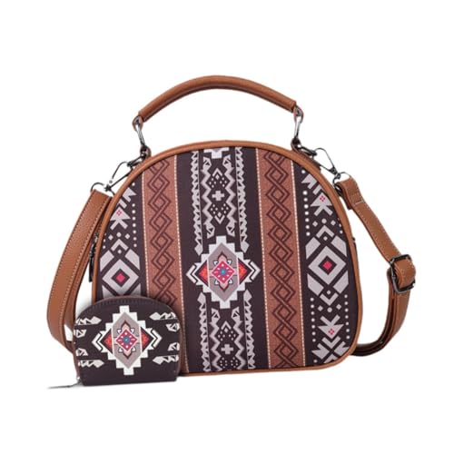 Baoblaze Boho Muster Frauen Handtasche Leinwand Persönlichkeit Trendy Crossbody für Geburtstagsgeschenk, Kaffee von Baoblaze