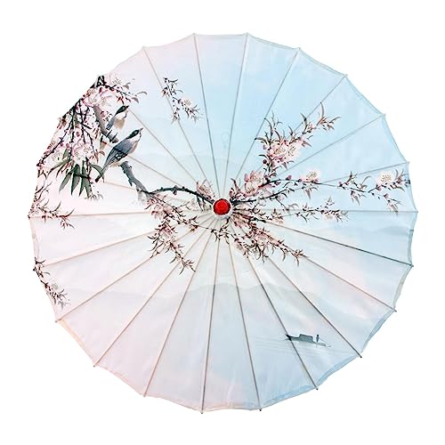 Baoblaze Chinesischer Regenschirm aus geöltem Papier, tragbarer Damen-Regenschirm aus Seidenstoff, dekorativer Tanzschirm für Kostüme, Partys, Hochzeiten, Stil c von Baoblaze