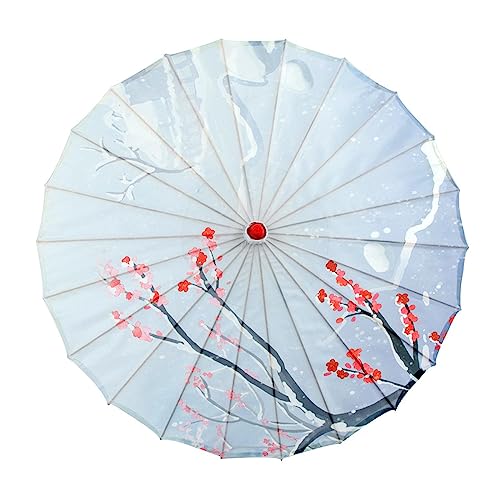 Baoblaze Chinesischer Regenschirm aus geöltem Papier, tragbarer Damen-Regenschirm aus Seidenstoff, dekorativer Tanzschirm für Kostüme, Partys, Hochzeiten, Stil d von Baoblaze