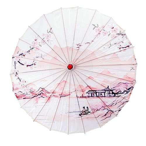 Baoblaze Chinesischer Regenschirm aus geöltem Papier, tragbarer Damen-Regenschirm aus Seidenstoff, dekorativer Tanzschirm für Kostüme, Partys, Hochzeiten, Stil z von Baoblaze