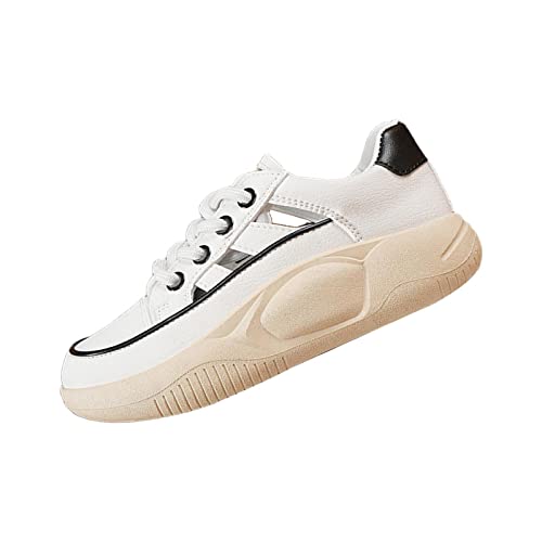 Baoblaze Chunky Plateau Sneakers für Damen Freizeitschuhe PU dick besohlte Bequeme weibliche Sommerschuhe Trainer, Weiß, 40 von Baoblaze