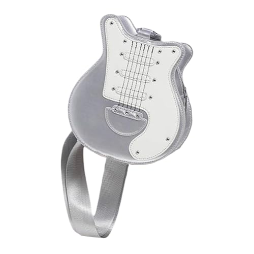 Baoblaze Damen Gitarren förmige Umhängetasche Tragbare Umhängetasche für Party Bankette Strand, Silber von Baoblaze