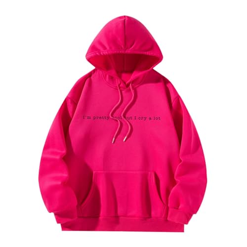 Baoblaze Kapuzenpullover Damen Hoodie Oversize, Frauen Pullover Sweatshirt mit Kapuze Weich, Oberteile Damen Sweatshirt Buchstaben-Druck mit Kordelzug für Frühling Herbst Outdoor Rucksacktouren, XXL von Baoblaze