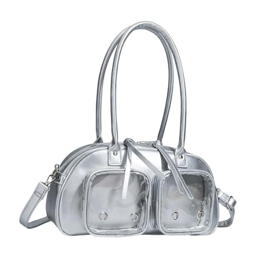Baoblaze Damen Umhängetasche Tote Top Handle Handtasche Chic Satchel Solid Color Damen Geldbörse, Silber von Baoblaze