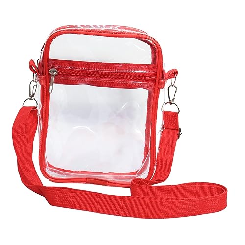 Baoblaze Durchsichtige Tasche, Transparente Tasche, Durchsichtiges PVC, Großes Fassungsvermögen, Sichtbare, Durchsichtige Geldbörse, Durchsichtige Umhängetasch, rot groß von Baoblaze