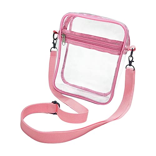 Baoblaze Durchsichtige Umhängetasche, Umhängetasche, Stadion, verstellbarer Schultergurt, einfache Damenhandtasche, durchsichtige Geldbörse, Tasche für, Rosa groß von Baoblaze