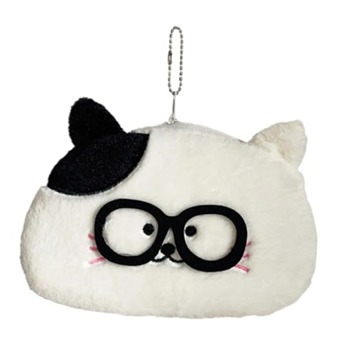 Baoblaze Federmäppchen in Plüschtierform, Make-up-Tasche, Stiftehalter, niedliche tragbare Schreibwarentasche aus Plüschtier für Teenager, Büro, Schwarzohrkatze von Baoblaze