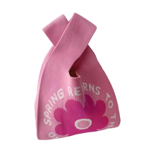 Baoblaze Frauen Knoten Handgelenk Tasche Handgemachte Damen Tasche Tragbare Geschenk Tasche Süße Kleine Einkaufstasche, ROSA von Baoblaze