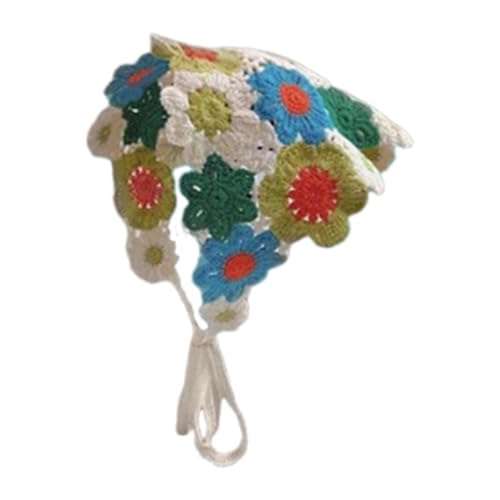 Baoblaze Frauen häcet Bandana Hair Accessoires süße Krawattenkratedekorationskopf Kerchiefuch, Blaue Grüne Blumen von Baoblaze