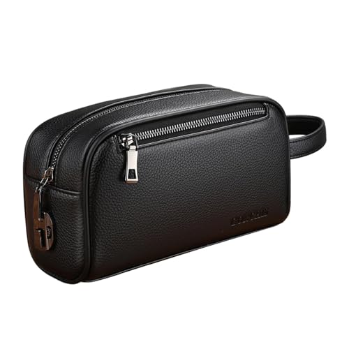 Baoblaze Herren Clutch Handy Kartenhalter Geldbörse Casual Business Multi Taschen Herren Handtasche, Schwarz mit Schloss von Baoblaze