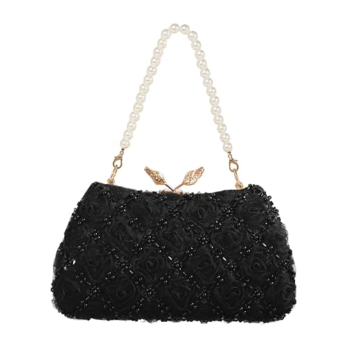 Baoblaze Kiss Lock Geldbörse Handtasche Einkaufstasche Abendtasche für Tanz Bankett Abschlussball Party Reise, Schwarz von Baoblaze