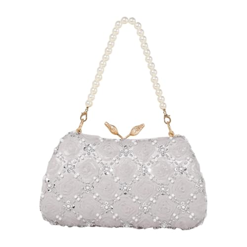 Baoblaze Kiss Lock Geldbörse Handtasche Einkaufstasche Abendtasche für Tanz Bankett Abschlussball Party Reise, Silber von Baoblaze