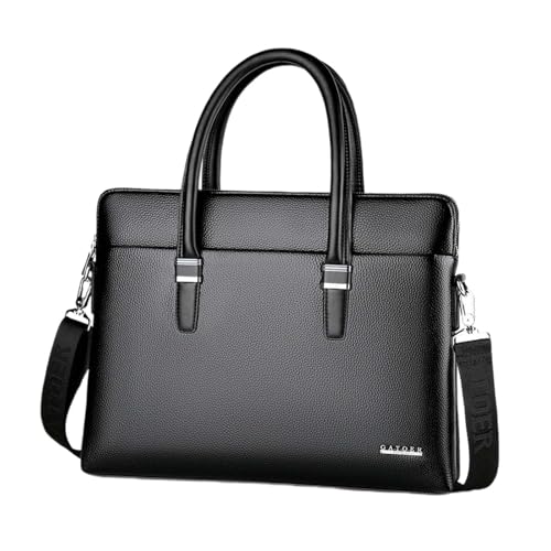 Baoblaze Männer Aktentasche Reißverschluss Einkaufstasche Notebook Schultertasche für Reisen Geschenke Geburtstag, Schwarz von Baoblaze
