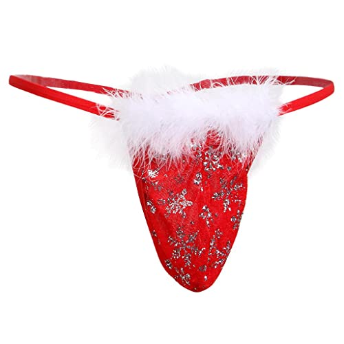 Baoblaze Männer Dessous Unterwäsche Herren Weihnachten Slips G-Strings Tanga Thong Hörschen Erotik Reizwäsche Unterhose - Rot, M von Baoblaze