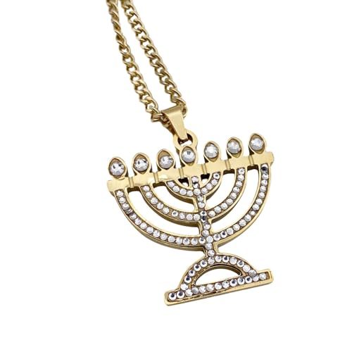 Baoblaze Menorah-Halskette, Hanukkah-Halskette, zarte, trendige, modische Halsbandkette für Frauen, für Ostern, Party, Weihnachten, Hochzeit, Gold von Baoblaze