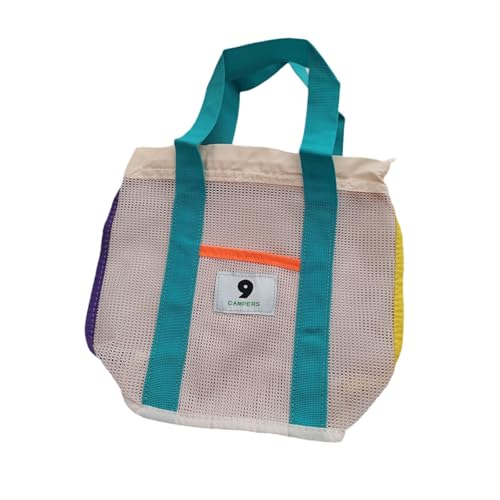 Baoblaze Mesh Beach Bag Einkaufstasche große Kapazität Leichte Pooltasche Handtasche für Musik Home Outdoor Sport Urlaub Arbeitsplatz, Beigeblau von Baoblaze