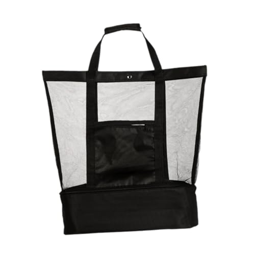 Baoblaze Mesh Beach Tote Bag Frauen mit Griff für Snacks Rucksackparty Reisen Sommer, Schwarz von Baoblaze