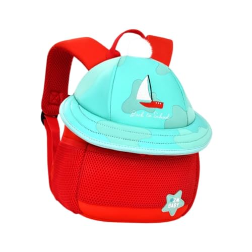 Baoblaze Pilz-Rucksack für Kinder, Reisetasche, 3D-Kinderrucksack, Cartoon-Geldbörse, Alter 3–6, L, Rotes Segelboot von Baoblaze