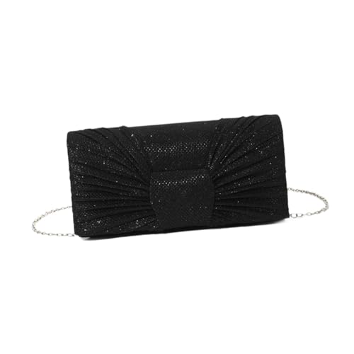 Baoblaze Schleife Plissee Mini Glitter Clutch Geldbörse Abendtasche für Ausgehen Shopping Hochzeit, Schwarz von Baoblaze