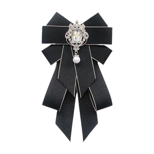 Baoblaze Schleifenbrosche mit Schleife, vorgebundene Krawatte mit Schleife für Damen und Mädchen, dekorative Krawattennadel mit Schleife, Hemdkrawatte für, Schwarz von Baoblaze