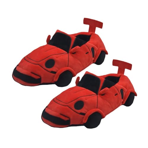 Baoblaze Simulation Auto Hausschuhe Flache Hausschuhe Geschenke Cartoon Niedliche Winter Warme Hausschuhe, Rot von Baoblaze