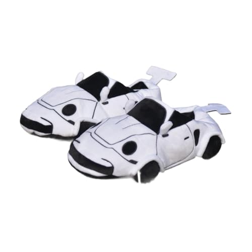 Baoblaze Simulation Auto Hausschuhe Flache Hausschuhe Geschenke Cartoon Niedliche Winter Warme Hausschuhe, Weiß von Baoblaze