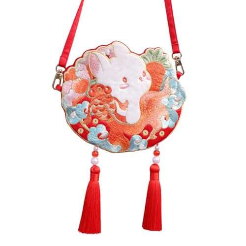 Baoblaze Stickerei-Crossbody-Hanfu-Tasche, chinesische Neujahrs-Geldbörse, Make-up-Tasche, Schultertasche, Kosmetiktasche für Zuhause, Urlaub, Reisen, Freundin, Stil b von Baoblaze