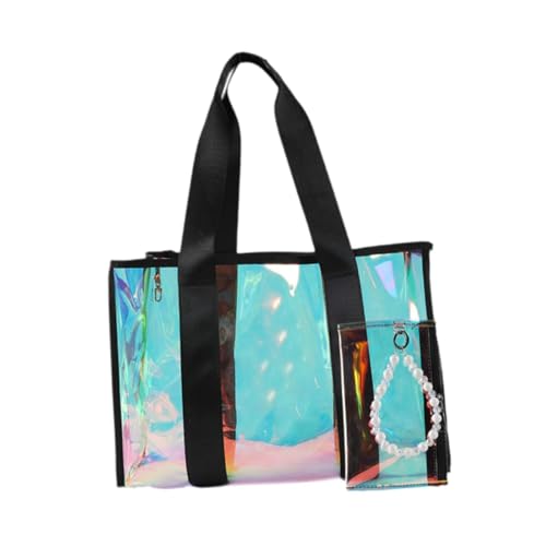 Baoblaze Strandtasche PVC große Kapazität Tragbare Mode Frauenhandtaschen Umhängetasche für Fitnessstudio -Urlaubsschwimmpicknickarbeiten, Schwarz von Baoblaze