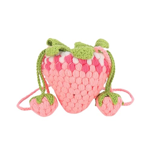 Baoblaze Umhängetasche Geldbörse kreativer tragbarer Brieftaschen -Erdbeer -Form -Handtasche Häkelkrochetasche zum täglichen Dating -Geburtstag, Rosa von Baoblaze