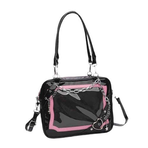 Baoblaze Umhängetasche Handtasche Reisegeldbörse Tragbares Geschenk Niedliche Trendige Schultertasche Pu-Handtasche für Dating, Reisen, Urlaub, Einkaufen, Schwarz Rosa von Baoblaze