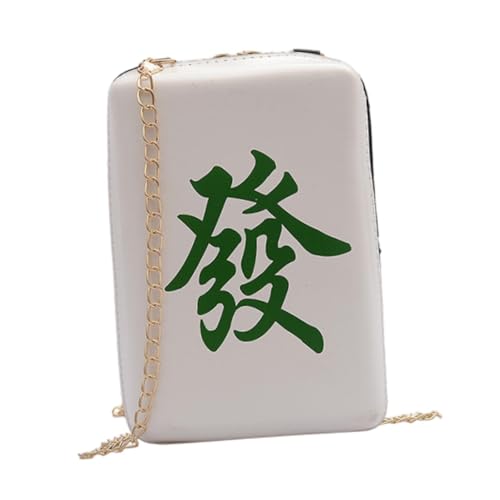 Baoblaze Umhängetasche für Frauen einzigartig mit langketten Schultergurt Mahjong Fliesen Form, Grüner Drache von Baoblaze