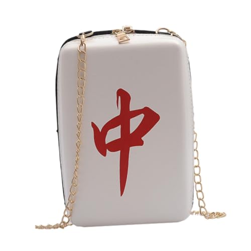 Baoblaze Umhängetasche für Frauen einzigartig mit langketten Schultergurt Mahjong Fliesen Form, Roter Drache von Baoblaze