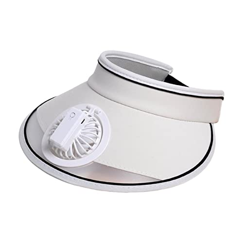 Baoblaze Unisex Sonnenblende Hüte mit Ventilator USB Wiederaufladbar, Fan Visor Hat Kühlmützen, Sommer Cap mit Ventilator, Fan Cooling Hat, Sonnenschutz Kappe Kühler Lüfter für Outdoor Camping, Weiß von Baoblaze