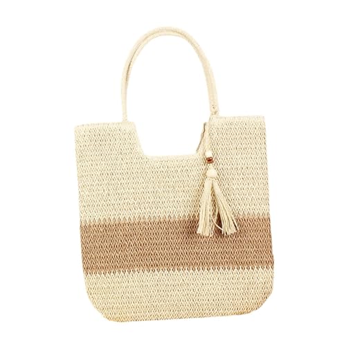 Baoblaze Weibliche Strand Tasche Boho Große Kapazität Frauen Schulter Tasche für Geburtstag Geschenk Straße, Beige von Baoblaze