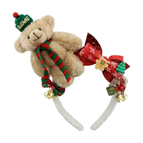 Baoblaze Weihnachtsbär -Stirnband -Party Kostüm Haar Hoop für Halloween -Bühnenauftritte, Khaki Weiß von Baoblaze
