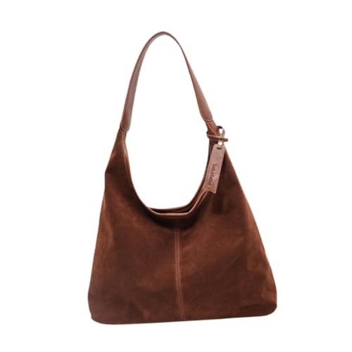 Baoblaze Wildledertasche mit Griff Oben, große Tragetasche für Damen, für Dating, Reisen, Outdoor, Arbeit, Rotbraun von Baoblaze