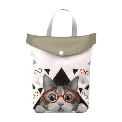 Baoblaze Windeltasche aus Stoff für Babys, Windel-Organizer-Tasche, wasserdicht, Nasstasche, Windeltasche für die, Reisen, Katze 20x25cm von Baoblaze