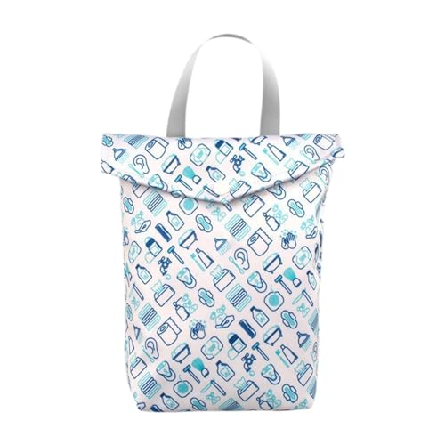 Baoblaze Windeltasche aus Stoff für Babys, Windel-Organizer-Tasche, wasserdicht, Nasstasche, Windeltasche für die, Reisen, blau 25x30cm von Baoblaze