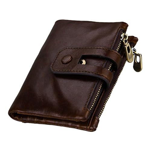 Baoblaze -blockierende Geldbörse, Bifold-Brieftasche für Herren, große Kapazität, solides Münzfach, Geldbörse mit Schnappverschluss und Mehreren, Kaffee von Baoblaze