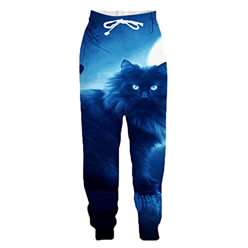 Baobli Herren Damen 3D Gedruckt Anime Tier Katze Lässige Lange Hosen Sport Pullover Länge Jogginghose Mode Hosen 04 XL von Baobli