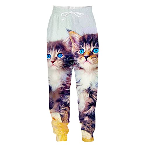 Baobli Herren Damen 3D Gedruckt Anime Tier Katze Lässige Lange Hosen Sport Pullover Länge Jogginghose Mode Hosen 23 5XL von Baobli